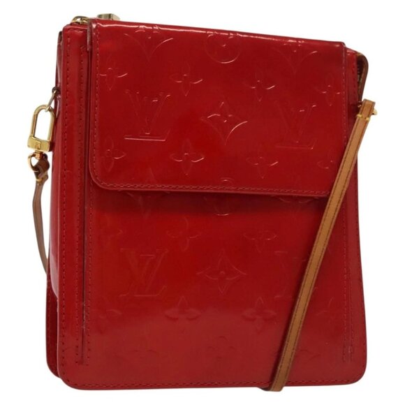 LOUIS VUITTON Monogram Vernis Motto Accessory Pouch Red M91137 LV Auth 139932 - Picture 1 of 15
